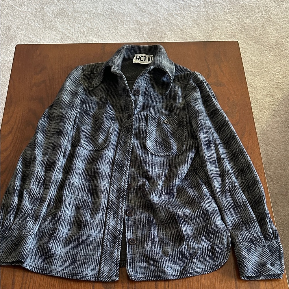 Vintage Int. Ladies Garment Workers Union Black/Gray Plaid Buttoned Shirt